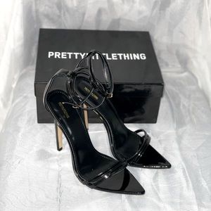 PrettyLittleThing Black Pointed toe strap heels